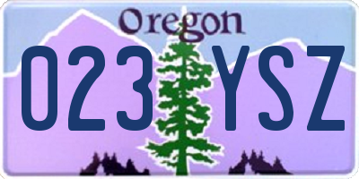 OR license plate 023YSZ