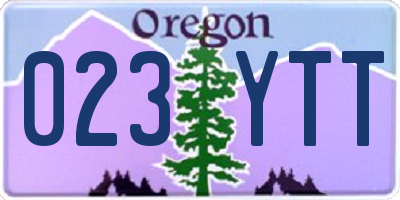 OR license plate 023YTT