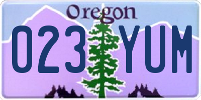 OR license plate 023YUM