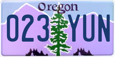 OR license plate 023YUN