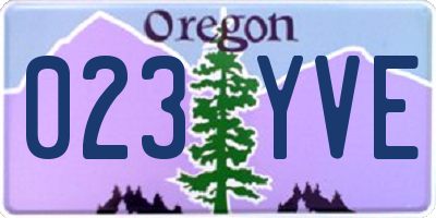 OR license plate 023YVE