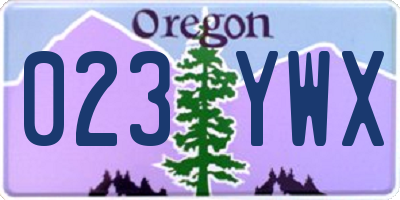 OR license plate 023YWX