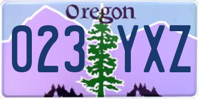 OR license plate 023YXZ