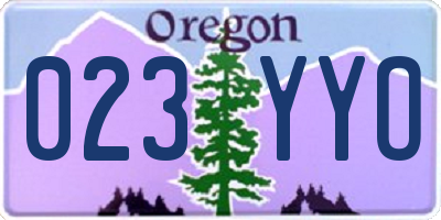 OR license plate 023YYO