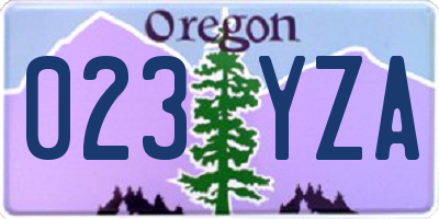 OR license plate 023YZA