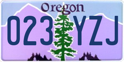 OR license plate 023YZJ