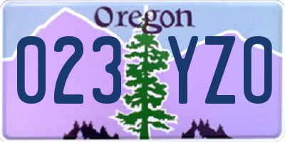 OR license plate 023YZO