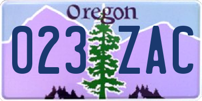 OR license plate 023ZAC