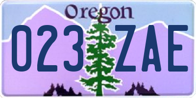 OR license plate 023ZAE