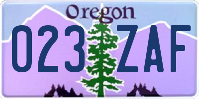 OR license plate 023ZAF