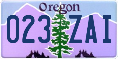 OR license plate 023ZAI