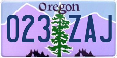 OR license plate 023ZAJ