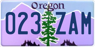 OR license plate 023ZAM