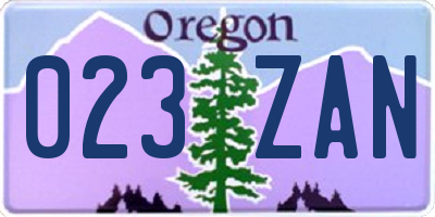 OR license plate 023ZAN