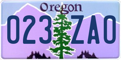 OR license plate 023ZAO