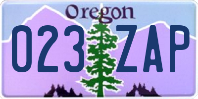OR license plate 023ZAP