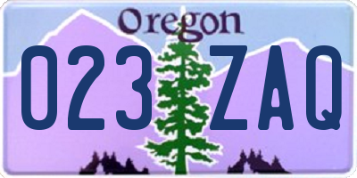OR license plate 023ZAQ