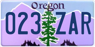 OR license plate 023ZAR
