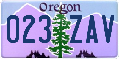 OR license plate 023ZAV