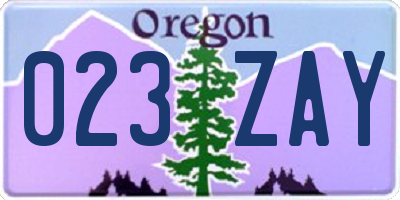 OR license plate 023ZAY