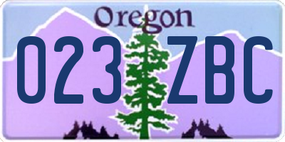 OR license plate 023ZBC