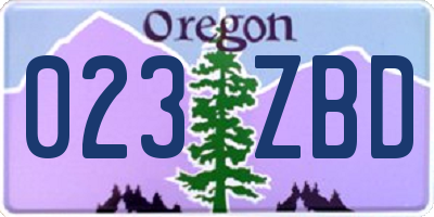 OR license plate 023ZBD