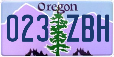 OR license plate 023ZBH