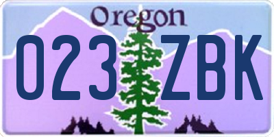 OR license plate 023ZBK