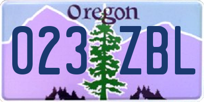 OR license plate 023ZBL