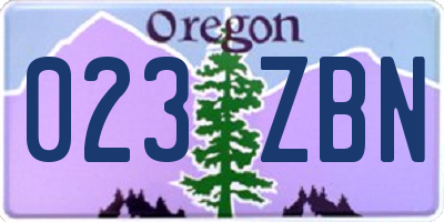 OR license plate 023ZBN