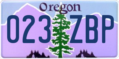 OR license plate 023ZBP