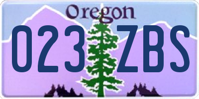 OR license plate 023ZBS