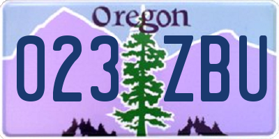 OR license plate 023ZBU