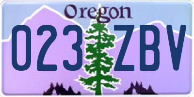 OR license plate 023ZBV