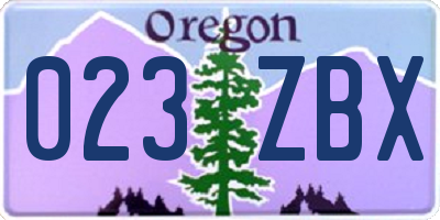 OR license plate 023ZBX