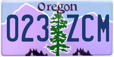 OR license plate 023ZCM