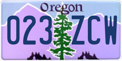 OR license plate 023ZCW