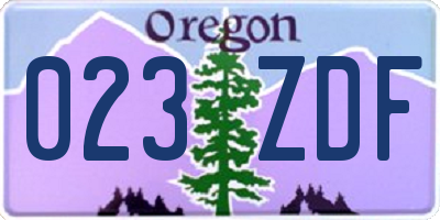 OR license plate 023ZDF
