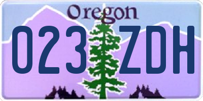 OR license plate 023ZDH