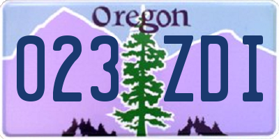 OR license plate 023ZDI