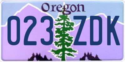 OR license plate 023ZDK