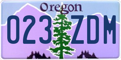 OR license plate 023ZDM