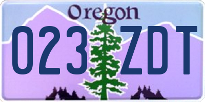 OR license plate 023ZDT
