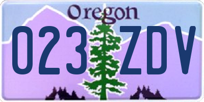 OR license plate 023ZDV