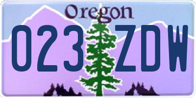OR license plate 023ZDW