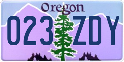 OR license plate 023ZDY