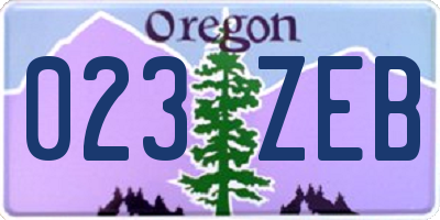OR license plate 023ZEB