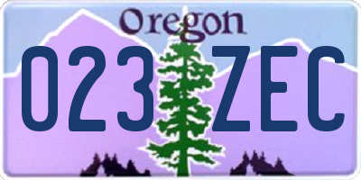 OR license plate 023ZEC