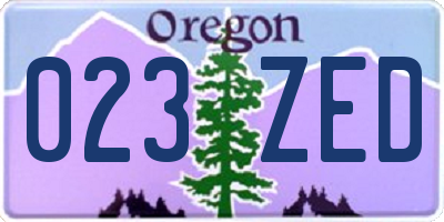 OR license plate 023ZED