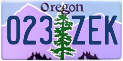 OR license plate 023ZEK